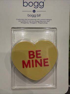 BOGG BAG Yellow Heart 'BE MINE' Bag Charm with Red Lettering